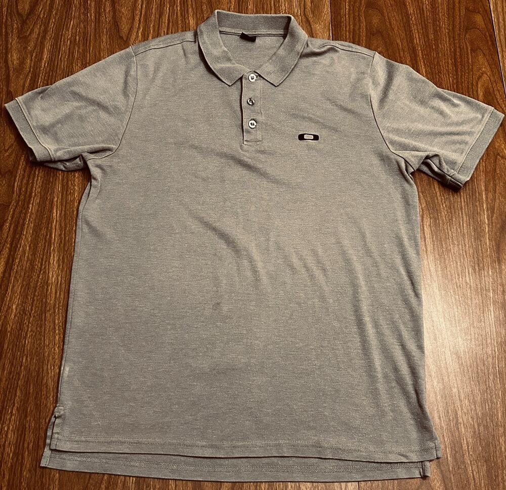 Oakley Stone Gray Polo Shirt, Short Sleeve, Cotton Blend -Men’s L